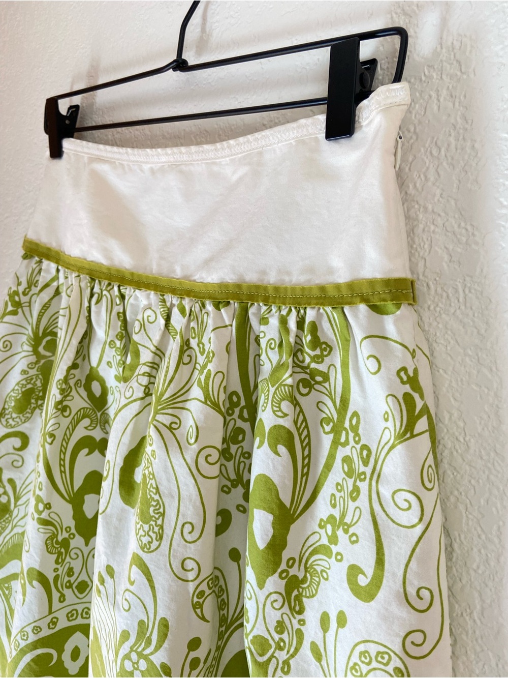 Vintage J.Crew Chartreuse Paisley A-line Full Skirt - Picture 4 of 5
